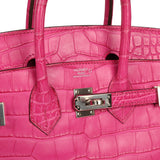 Hermes Birkin 25 Rose Shocking Matte Alligator Palladium Hardware - Thumbnail View 7