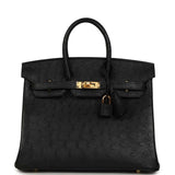 Hermes Birkin 25 Black Ostrich Gold Hardware - Thumbnail View 1