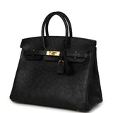 Hermes Birkin 25 Black Ostrich Gold Hardware - Thumbnail View 5