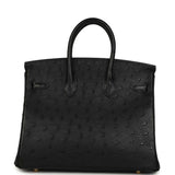 Hermes Birkin 25 Black Ostrich Gold Hardware - Thumbnail View 4