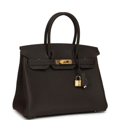 Hermes Birkin 30 Bai Brun Togo Gold Hardware