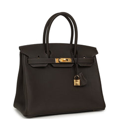 Hermes Birkin 30 Bai Brun Togo Gold Hardware