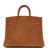 Pre-owned Hermes Birkin 25 Chamois Grizzly and Gold Swift Palladium Hardware - Thumbnail View 4