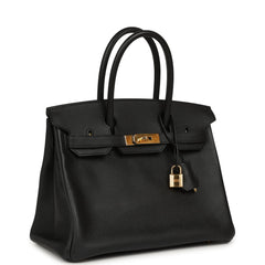 Pre-owned Hermes Birkin 30 Black Epsom Gold Hardware