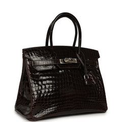 Vintage Hermes Birkin 30 Cocaon Shiny Niloticus Crocodile Palladium Hardware