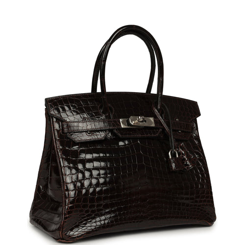Vintage Hermes Birkin 30 Cocaon Shiny Niloticus Crocodile Palladium Hardware