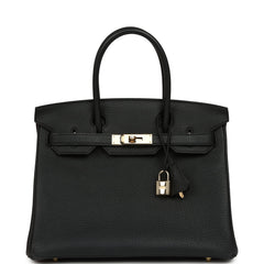 Pre-owned Hermes Birkin 30 Black Togo Permabrass Hardware