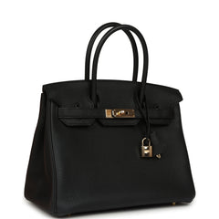 Pre-owned Hermes Birkin 30 Black Togo Permabrass Hardware