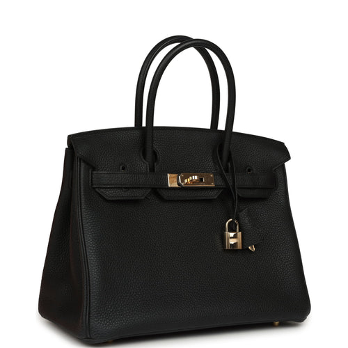 Pre-owned Hermes Birkin 30 Black Togo Permabrass Hardware