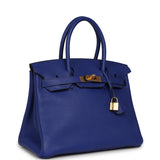 Pre-owned Hermes Birkin 30 Bleu Electric Togo Gold Hardware - Thumbnail View 2
