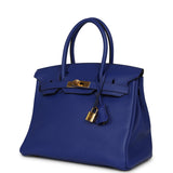 Pre-owned Hermes Birkin 30 Bleu Electric Togo Gold Hardware - Thumbnail View 5