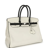 Pre-owned Hermes Special Order (HSS) Birkin 35 White and Black Clemence Palladium Hardware - Thumbnail View 2