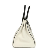 Pre-owned Hermes Special Order (HSS) Birkin 35 White and Black Clemence Palladium Hardware - Thumbnail View 3