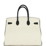 Pre-owned Hermes Special Order (HSS) Birkin 35 White and Black Clemence Palladium Hardware - Thumbnail View 4