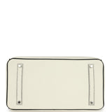 Pre-owned Hermes Special Order (HSS) Birkin 35 White and Black Clemence Palladium Hardware - Thumbnail View 6