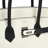 Pre-owned Hermes Special Order (HSS) Birkin 35 White and Black Clemence Palladium Hardware - Thumbnail View 7