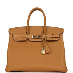 Pre-owned Hermes Birkin 35 Naturel Sable Togo Gold Hardware