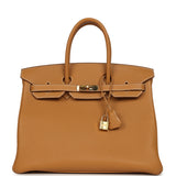Pre-owned Hermes Birkin 35 Naturel Sable Togo Gold Hardware - Thumbnail View 1