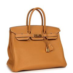 Pre-owned Hermes Birkin 35 Naturel Sable Togo Gold Hardware