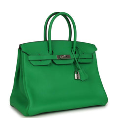 Pre-owned Hermes Birkin 35 Bambou Togo Palladium Hardware