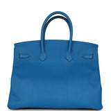 Pre-owned Hermes Special Order (HSS) Birkin 35 Bleu Hydra Verso Swift Brushed Gold Hardware - Thumbnail View 4