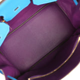 Pre-owned Hermes Special Order (HSS) Birkin 35 Bleu Hydra Verso Swift Brushed Gold Hardware - Thumbnail View 8