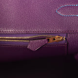 Pre-owned Hermes Special Order (HSS) Birkin 35 Bleu Hydra Verso Swift Brushed Gold Hardware - Thumbnail View 9