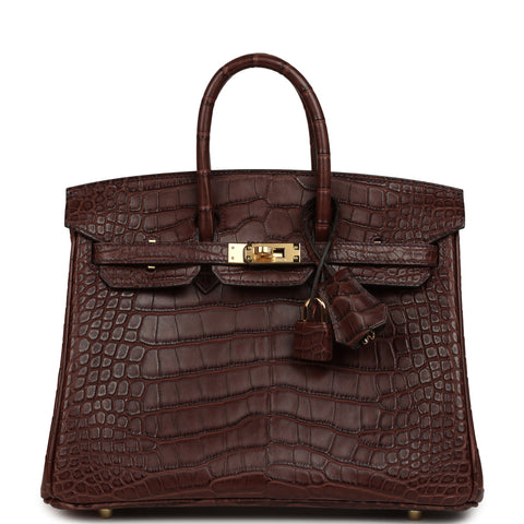 Hermes Birkin 25 Havane Matte Alligator Gold Hardware