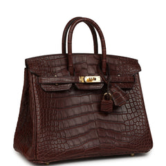 Hermes Birkin 25 Havane Matte Alligator Gold Hardware