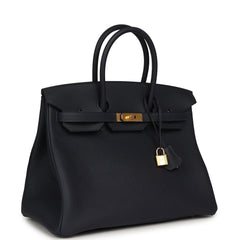 Hermes Birkin 35 Bleu Nuit Togo Gold Hardware