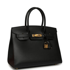Hermes Birkin Sellier 30 Black Madame Gold Hardware