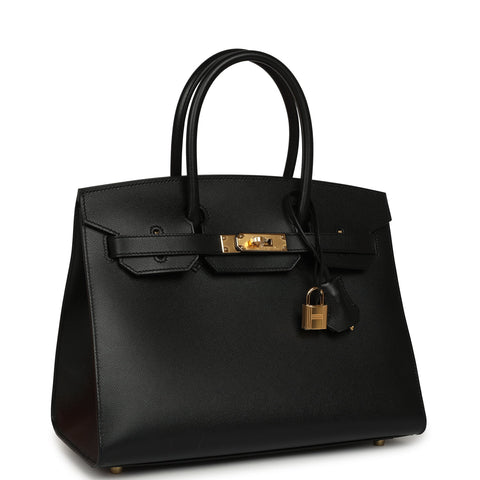 Hermes Birkin Sellier 30 Black Madame Gold Hardware