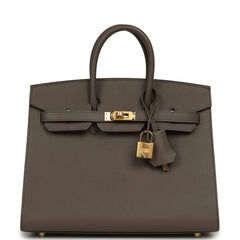 Hermes Birkin Sellier 25 Etain Epsom Gold Hardware