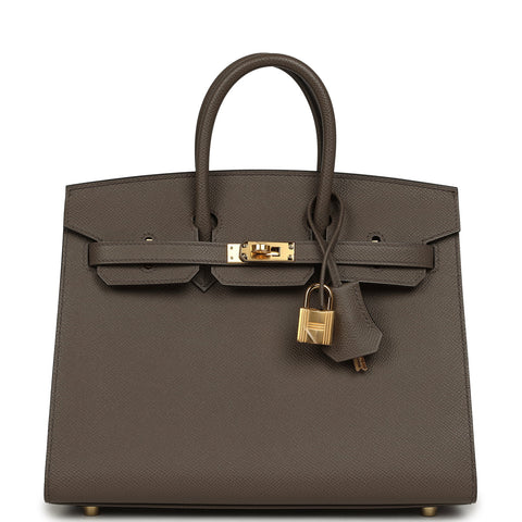 Hermes Birkin Sellier 25 Etain Epsom Gold Hardware