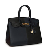 Pre-owned Hermes Casaque Birkin Sellier 30 Black and Bleu Indigo Epsom Gold Hardware - Thumbnail View 2