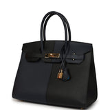 Pre-owned Hermes Casaque Birkin Sellier 30 Black and Bleu Indigo Epsom Gold Hardware - Thumbnail View 5
