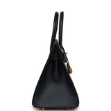 Pre-owned Hermes Casaque Birkin Sellier 30 Black and Bleu Indigo Epsom Gold Hardware - Thumbnail View 3