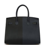 Pre-owned Hermes Casaque Birkin Sellier 30 Black and Bleu Indigo Epsom Gold Hardware - Thumbnail View 4