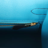 Pre-owned Hermes Casaque Birkin Sellier 30 Black and Bleu Indigo Epsom Gold Hardware - Thumbnail View 8