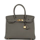 Hermes Birkin 30 Gris Meyer Togo Gold Hardware - Thumbnail View 1
