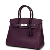 Pre-owned Hermes Birkin 30 Violet Ostrich Palladium Hardware - Thumbnail View 5
