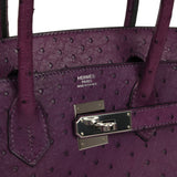Pre-owned Hermes Birkin 30 Violet Ostrich Palladium Hardware - Thumbnail View 7