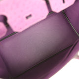 Pre-owned Hermes Birkin 30 Violet Ostrich Palladium Hardware - Thumbnail View 8
