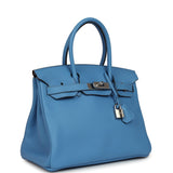 Pre-owned Hermes Birkin 30 Bleu Paradise Clemence Palladium Hardware - Thumbnail View 2