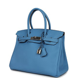 Pre-owned Hermes Birkin 30 Bleu Paradise Clemence Palladium Hardware - Thumbnail View 5