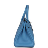 Pre-owned Hermes Birkin 30 Bleu Paradise Clemence Palladium Hardware - Thumbnail View 3
