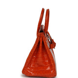 Vintage Hermes Birkin 25 Orange Shiny Niloticus Crocodile Palladium Hardware - Thumbnail View 3