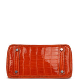 Vintage Hermes Birkin 25 Orange Shiny Niloticus Crocodile Palladium Hardware - Thumbnail View 6