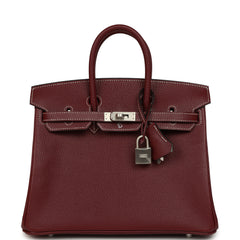 Hermes Special Order (HSS) Birkin 25 Rouge H Verso Chevre Mysore Brushed Palladium Hardware