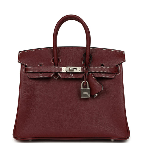 Hermes Special Order (HSS) Birkin 25 Rouge H Verso Chevre Mysore Brushed Palladium Hardware